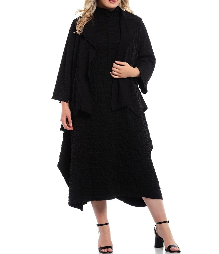 IC Collection Plus Size Shawl Collar Asymmetric Hem Jacket