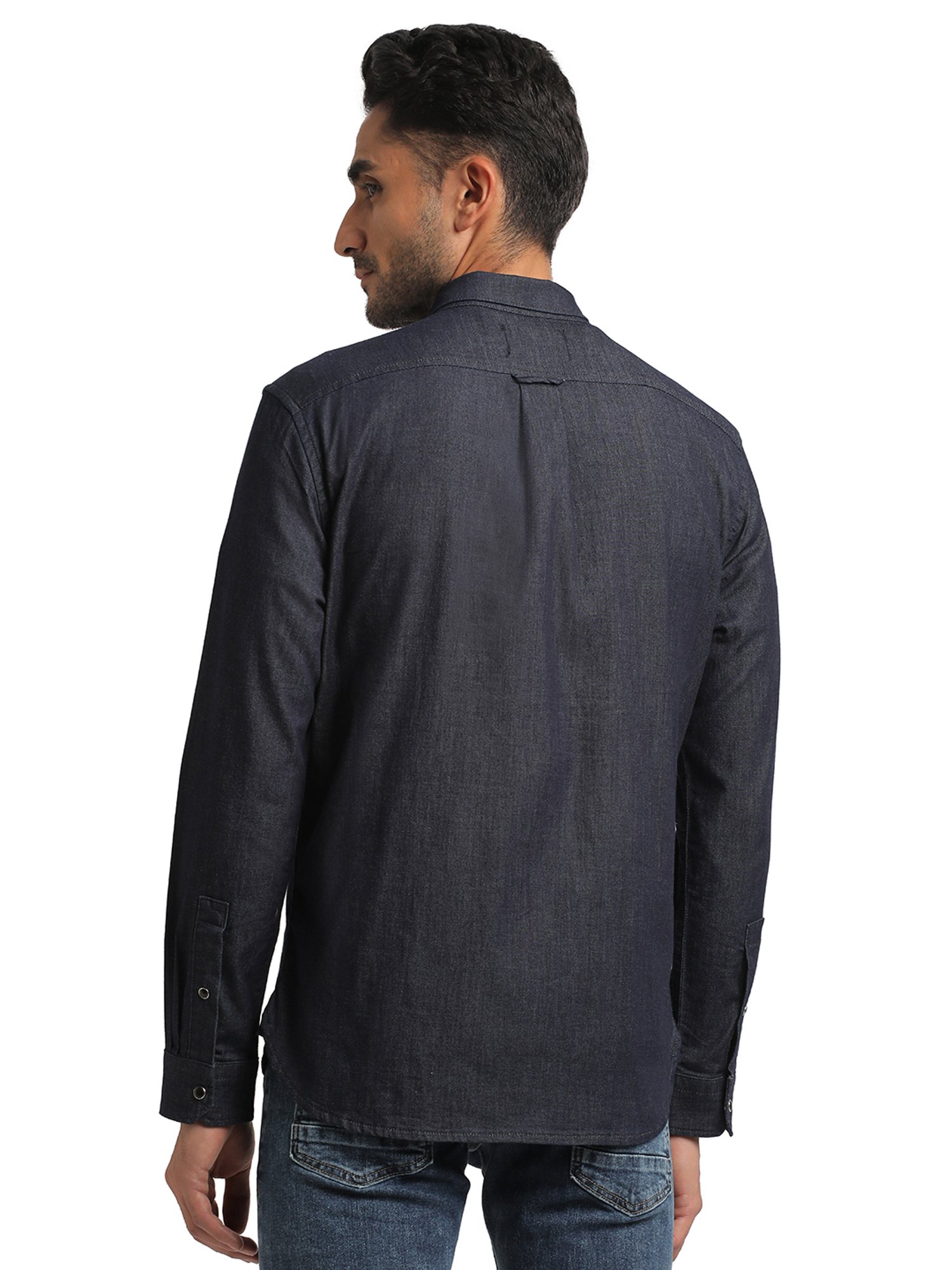EVERBLUE Dark Blue Regular Fit Shirt