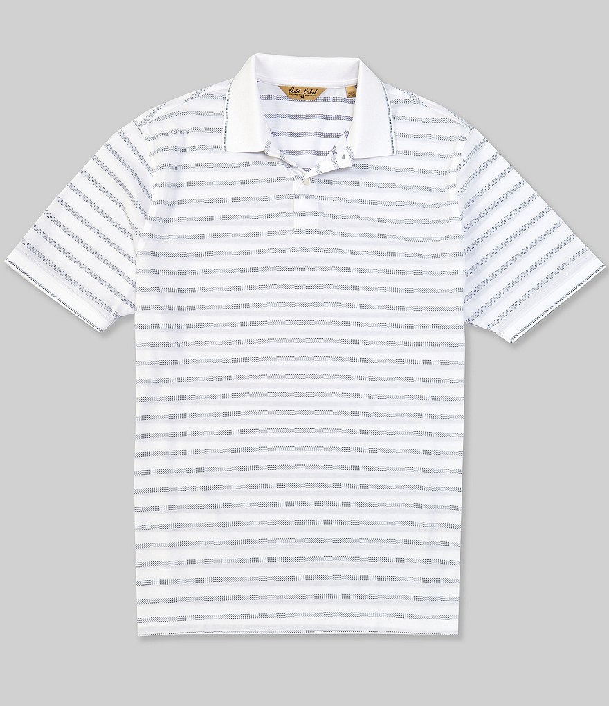 Roundtree & Yorke Gold Label Short Sleeve Jacquard Stripe Polo