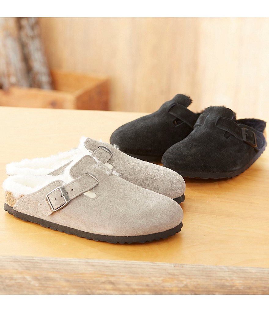 Birkenstock Women's Boston Suede Shearling-Lined Clogs