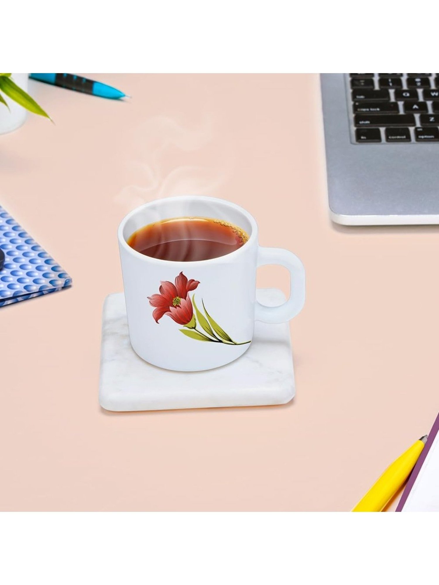 Larah by Borosil Multicolor Ceramic Tea & Coffee Mug - Set of 12 180ml