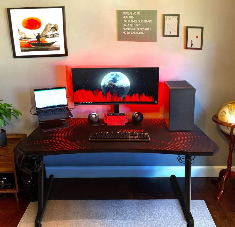 RESPAWN 3000 Gaming Computer Desk - Ergonomic Height Adjustable Gaming Desk, in Blue (RSP-3000-BLU)