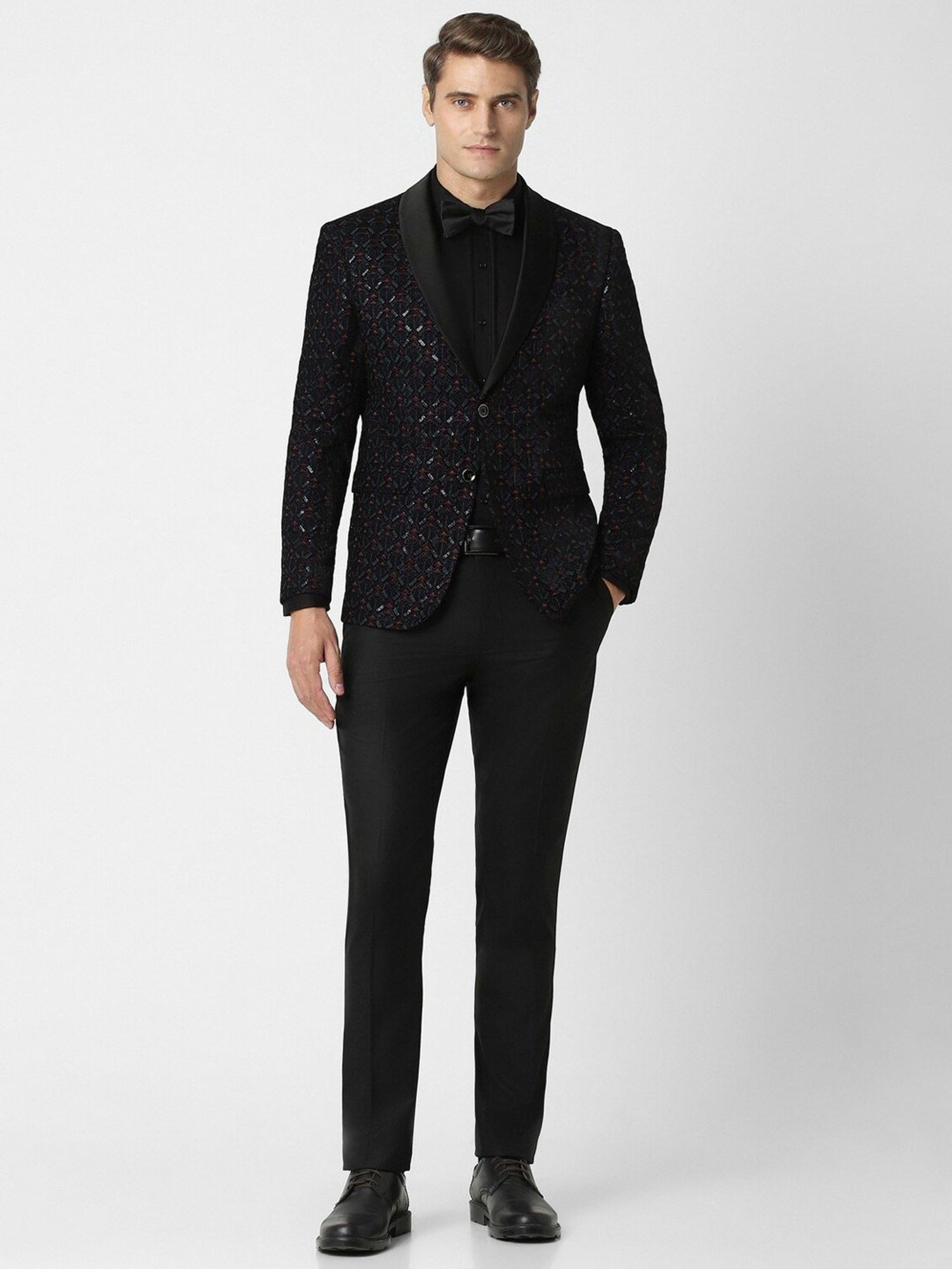 Raymond Brown  Slim Fit Printed Three Piece Suit