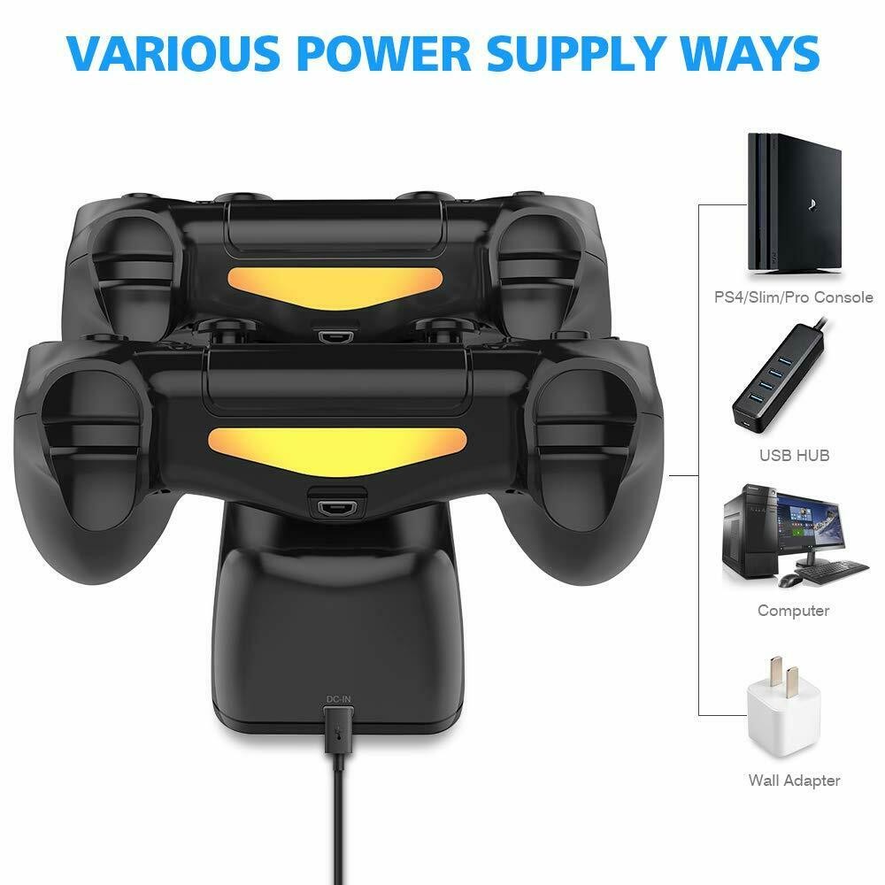 PS4 Controller Fast Charger, Controller USB Charging Station Dock for DualShock 4, PlayStation 4 Charging Station for Sony Playstation4 / PS4 / PS4 Slim / PS4 Pro Controller-Black
