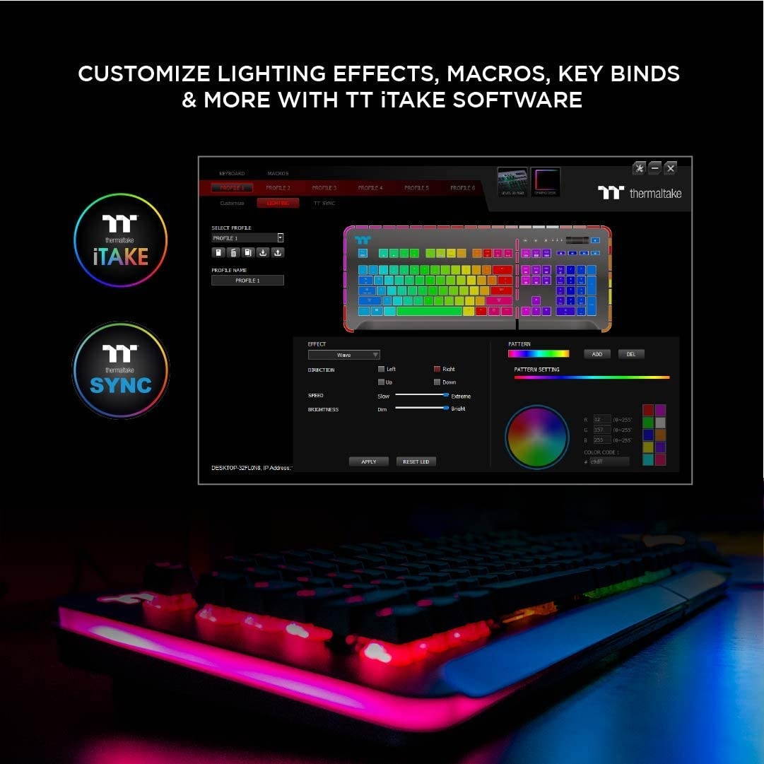 Thermaltake Level 20 RGB Titanium Aluminum Gaming Keyboard Cherry MX Silver Switches, 16.8M Color RGB, 32 color zone options, support Alexa Voice Control, Razer Chroma Sync compatible KB-LVT-SSSRUS-01