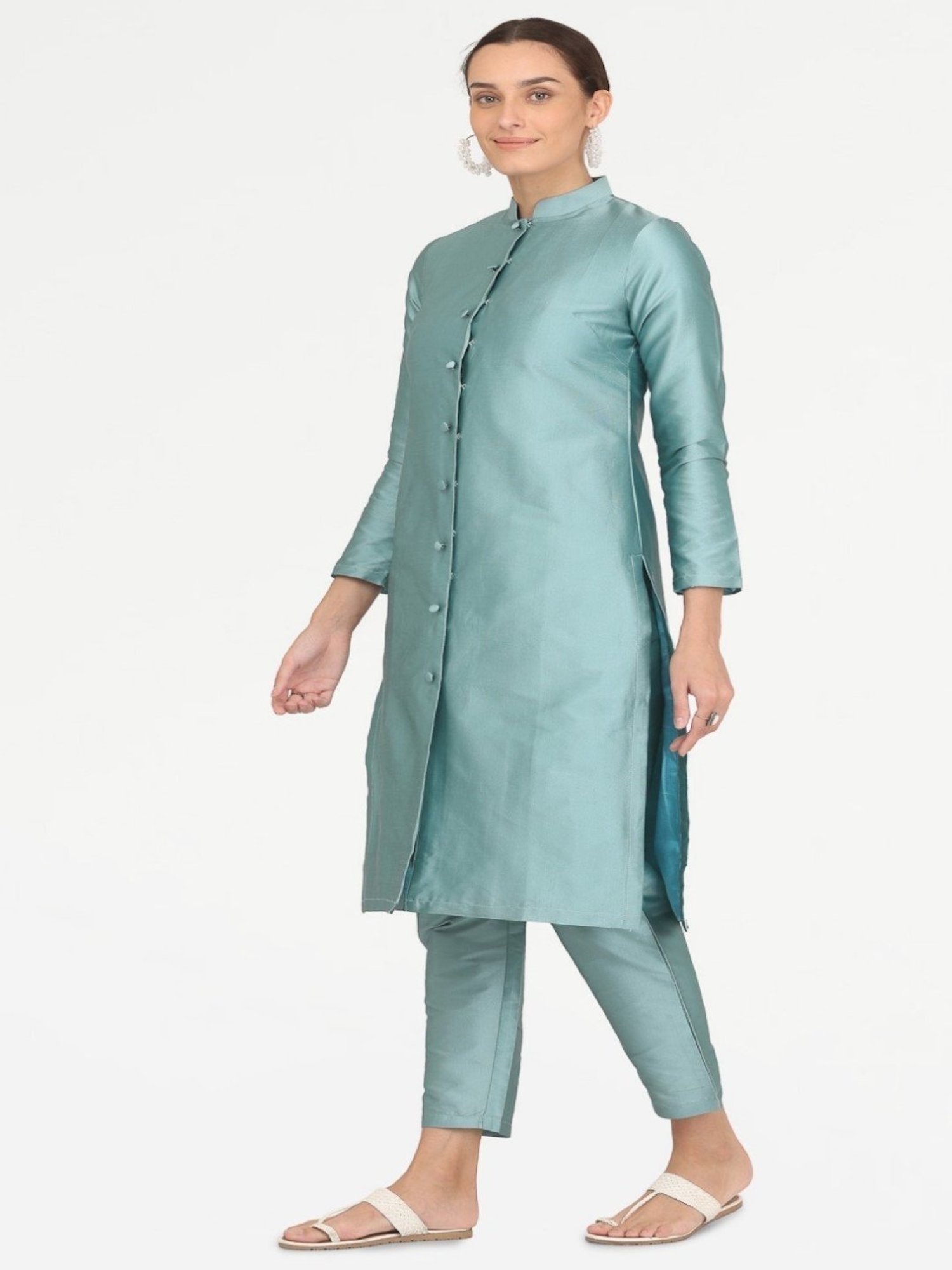 Kaanchie Nanggia Blue Taffeta Jacket with Pant