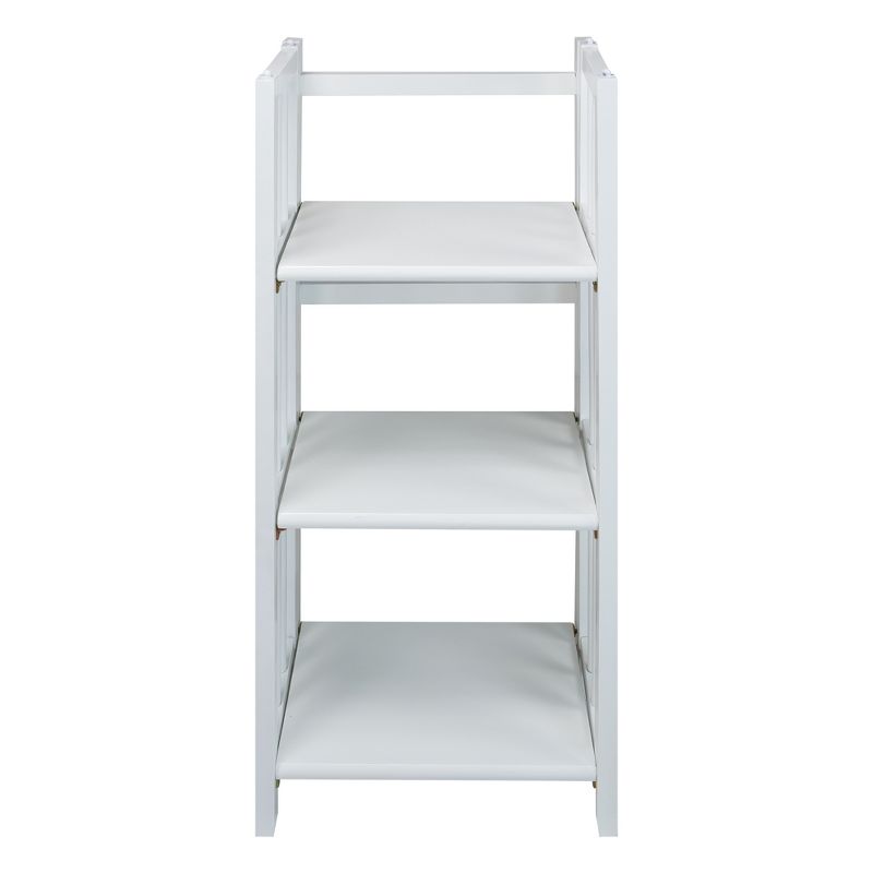 Casual Home 3 Shelf 14 Inch Folding Office Room Wood Furniture Bookcase, White