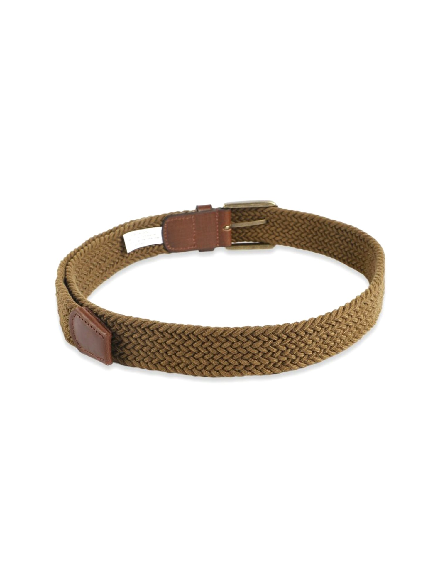 Simon Carter Brown Leather Woven Casual Belt for Men