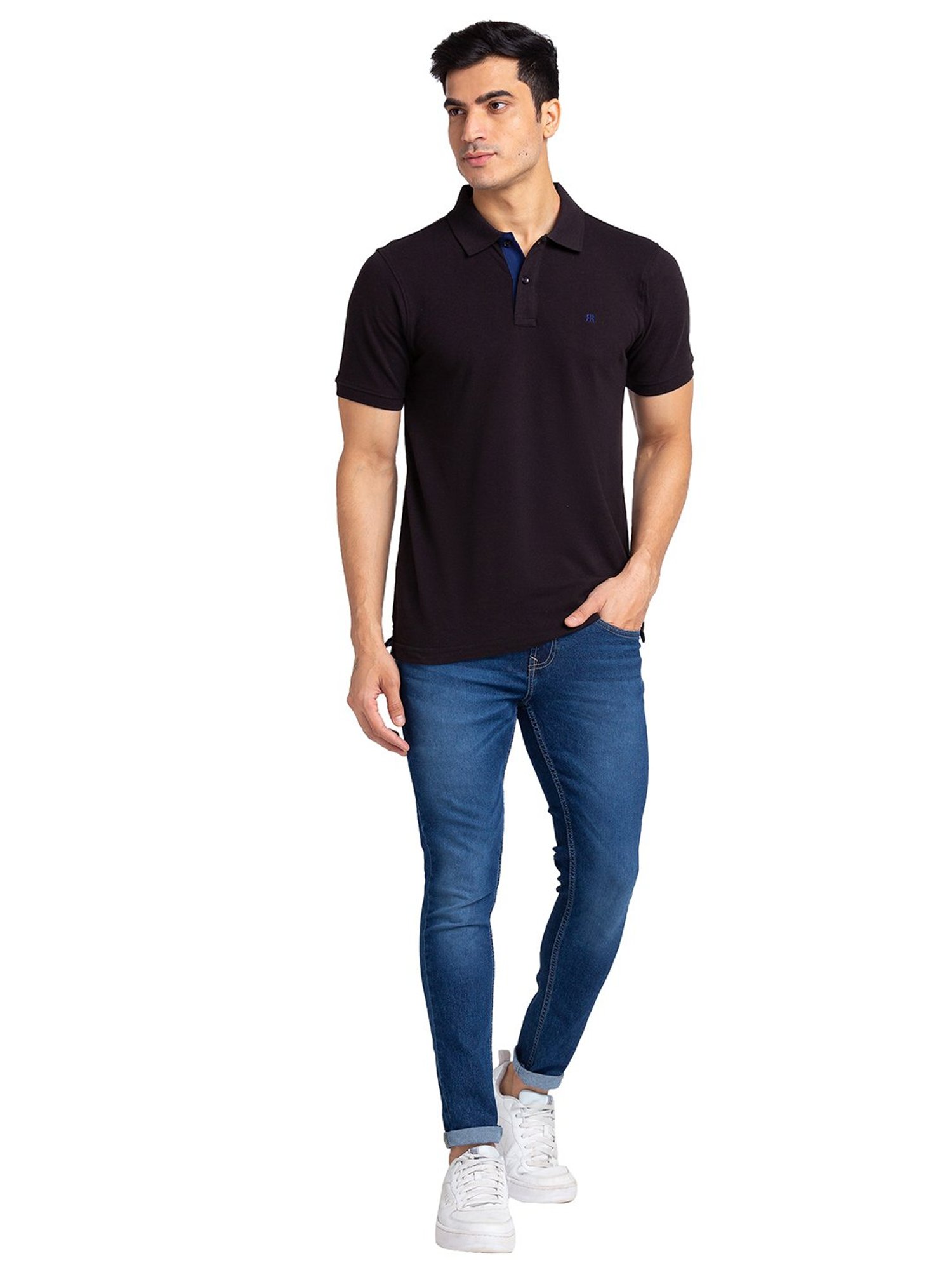 Raymond Black Regular Fit Polo T-Shirt