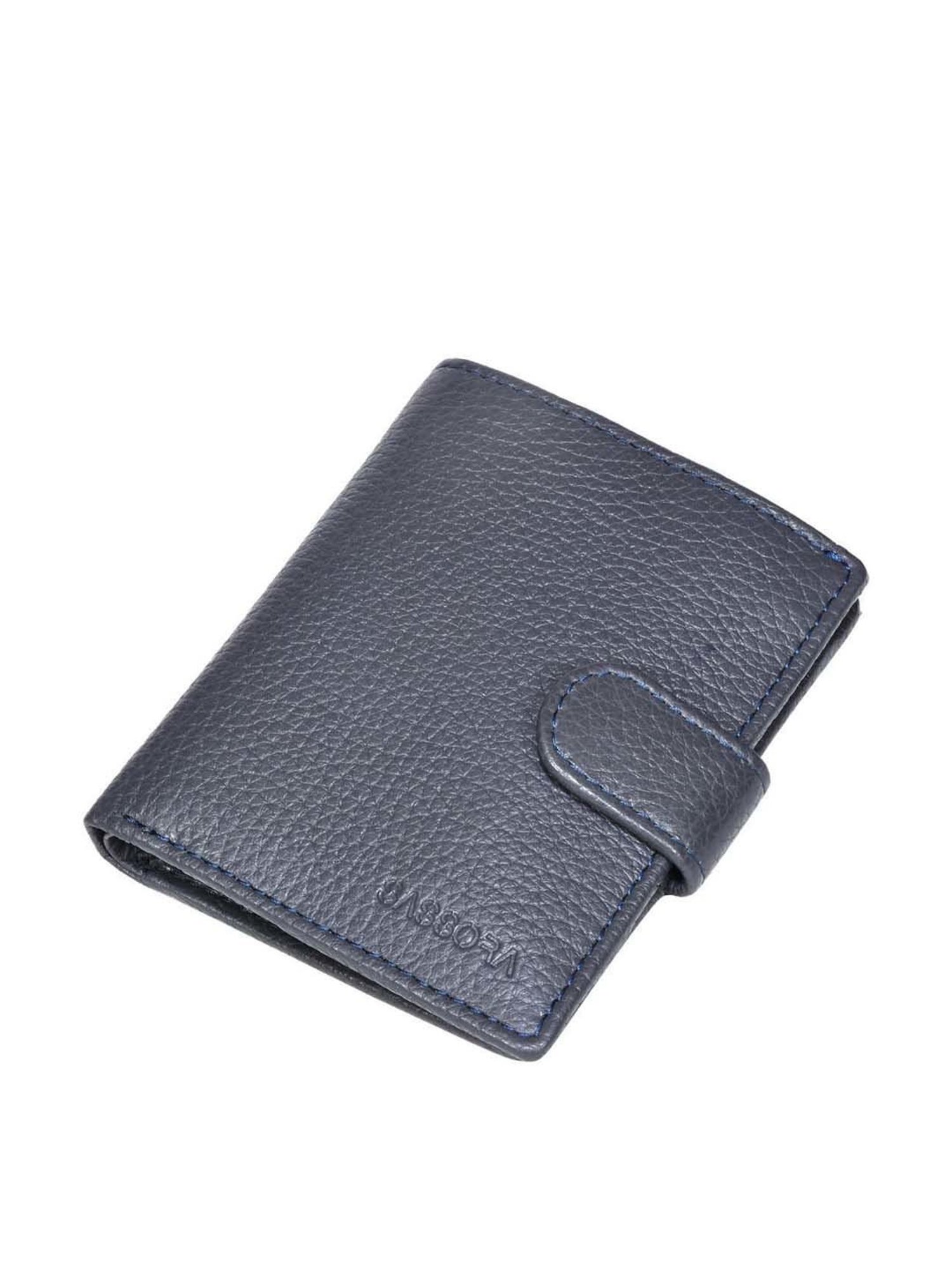 SASSORA Navy Casual Leather Bi-Fold Wallet for Men