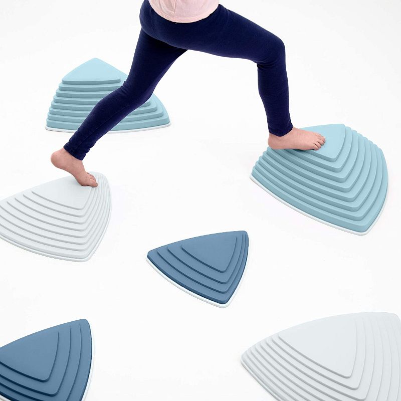 JumpOff Jo Rocksteady Balance Stepping Stones for Kids, Promotes Balance & Coordination, Set of 6 Balance Blocks, Tall Set, Iceberg Blue