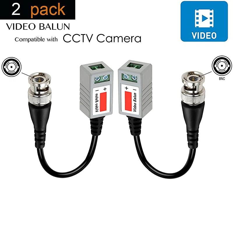 Balun Transceiver Ankky 2 Pack Balun Network Transceiver with Audio Power Connectors CAT5CAT6 to BNC for 1080P TVICVITVIAHD960H DVR Camera CCTV System Male BNC to UTP CAT55e