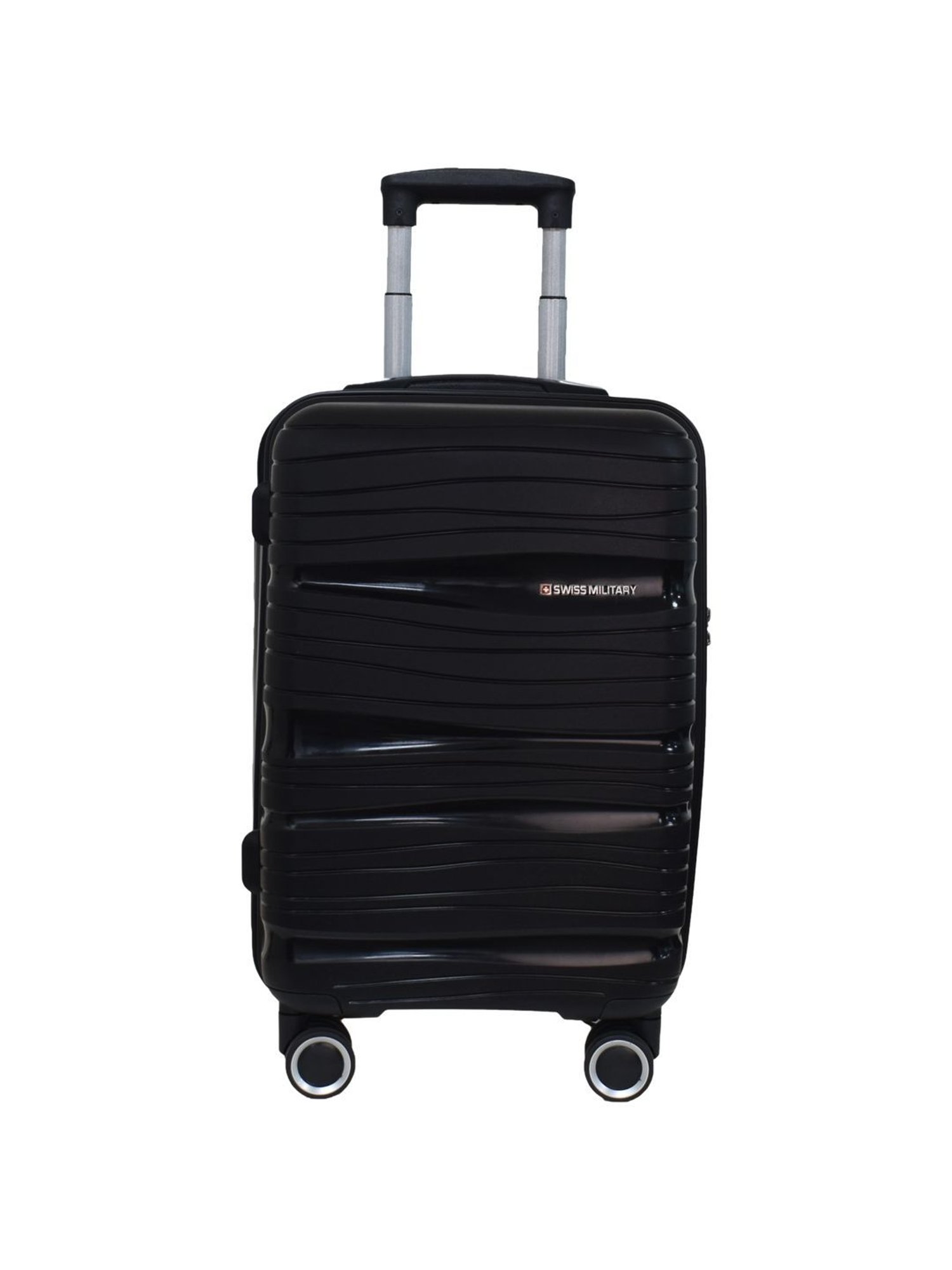 Swiss Military Black 8 Wheels Small Carry-On Luggage