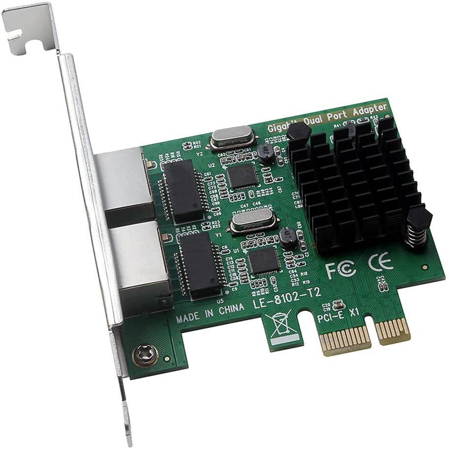MagiDeal Dual RJ45 Port 1Gbps PCI-E X1 LAN Gigabit Ethernet Network Card