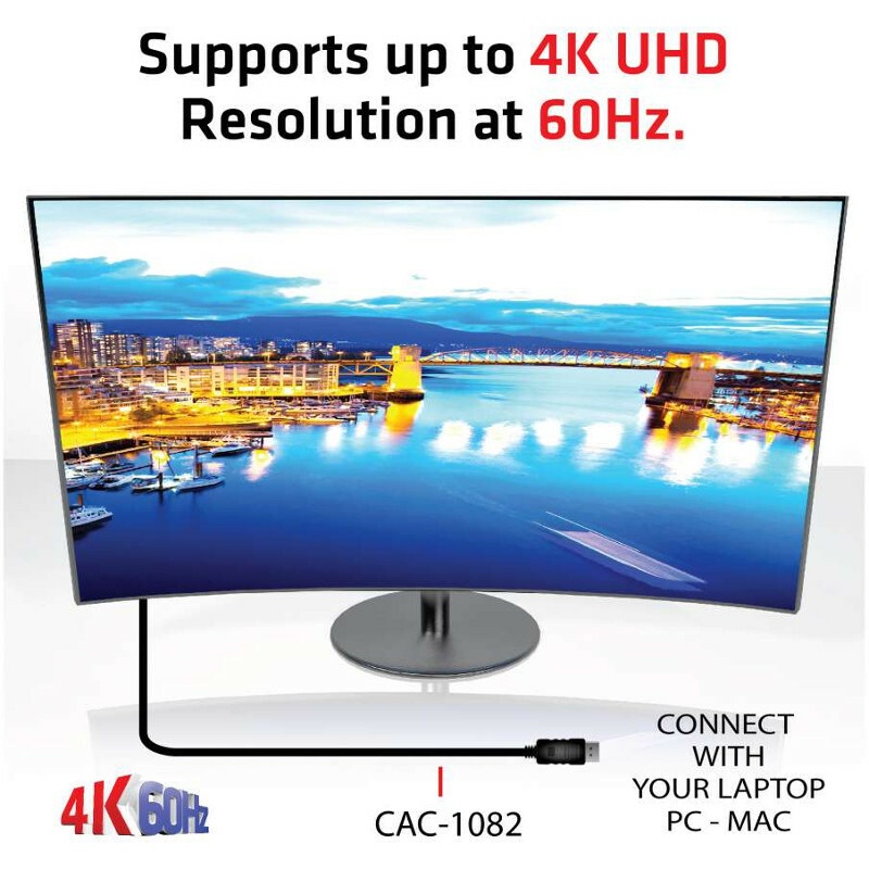 Club3D CAC-1082 DisplayPort 1.4 to HDMI 2.0b HDR Cable Male/Male 2m/6.56 ft.