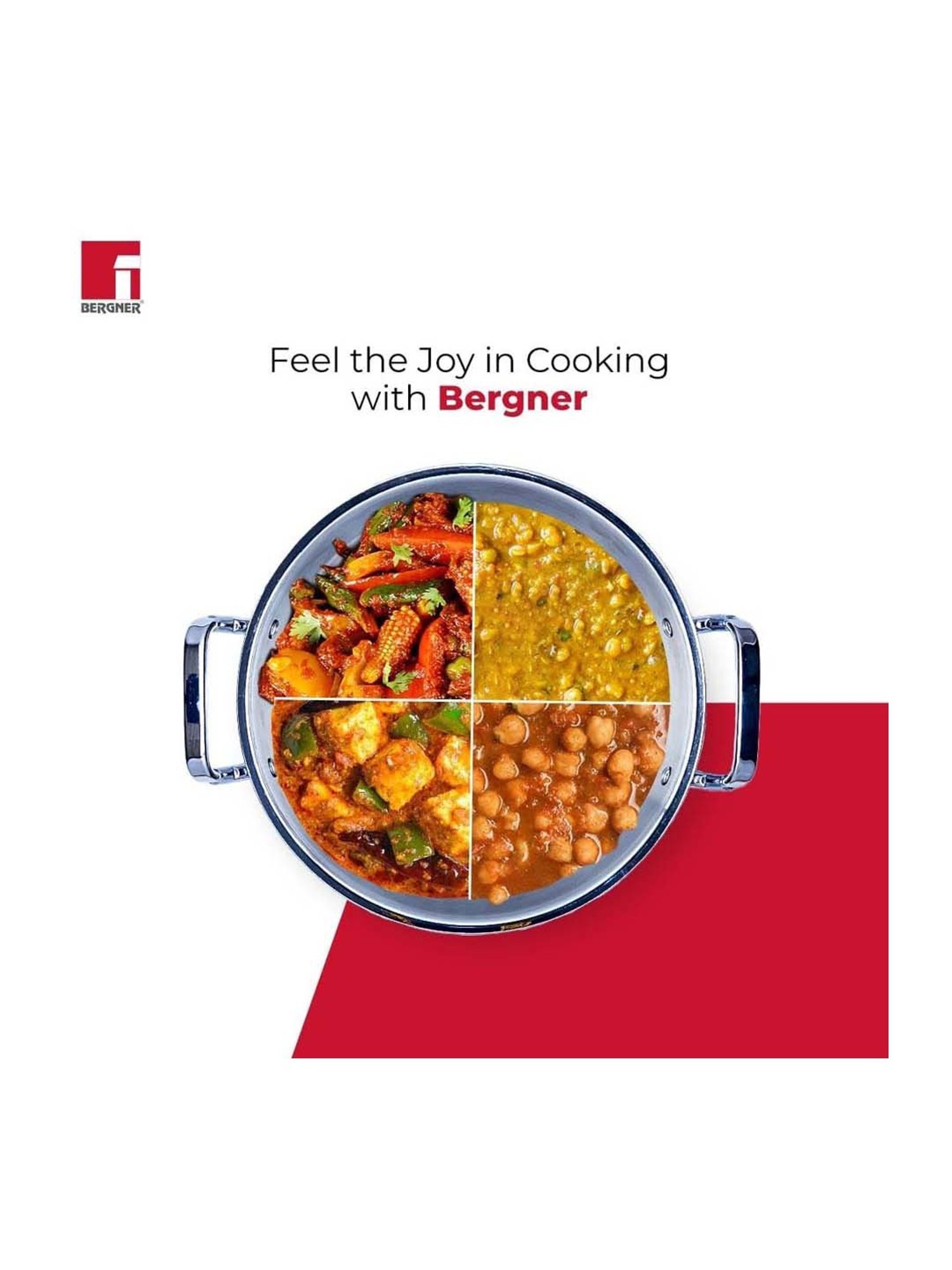 Bergner Tripro Silver Stainless Steel 26 cm Induction Friendly Triply Deep Kadai  With Lid (3.95 L)