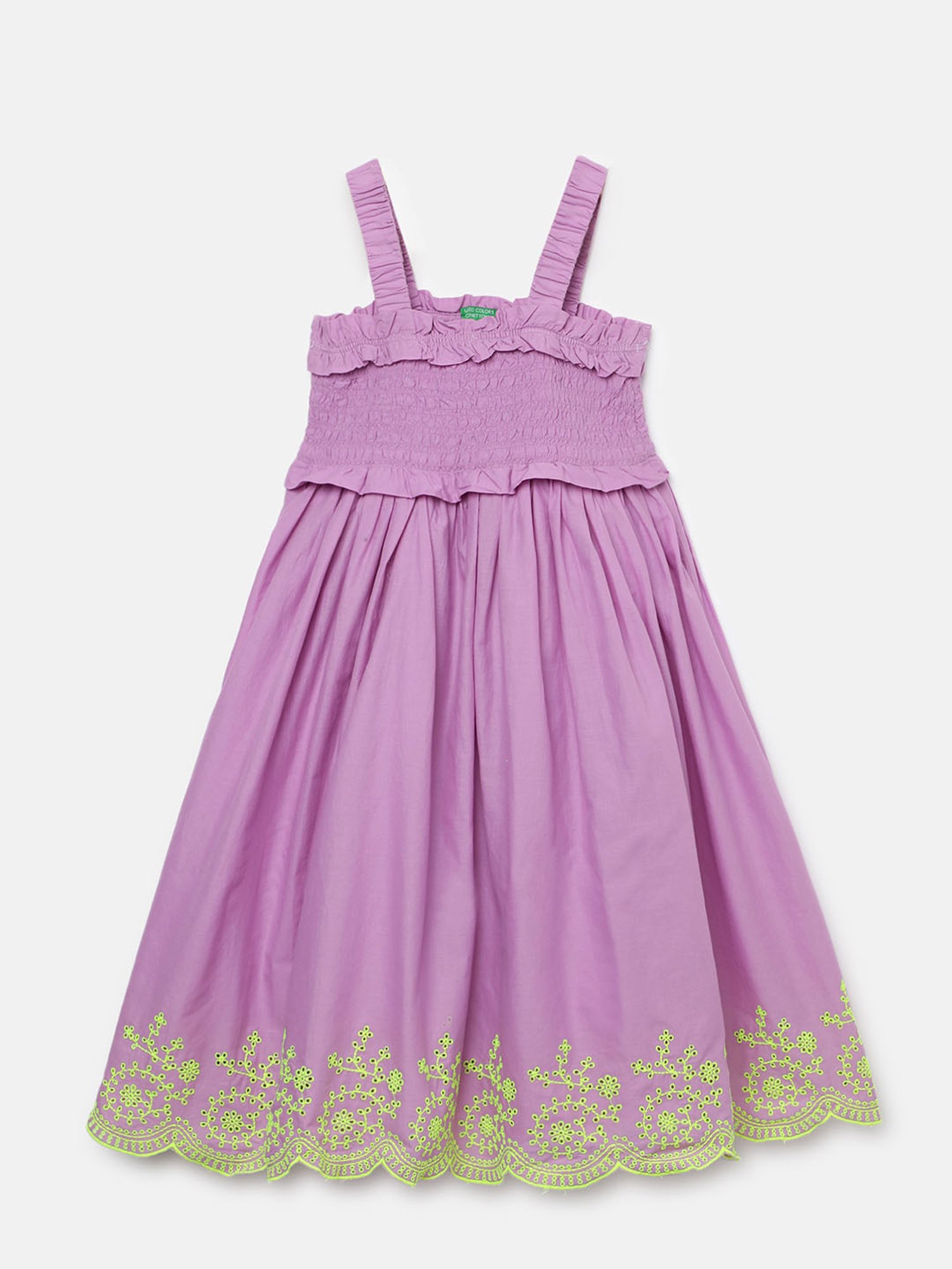 United Colors of Benetton Kids Aqua Blue Embroidered Dress