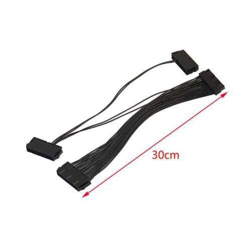 2 Pieces 24 Pin Power Supply Synchronizer Extension Cable 20+4Pin Triple PSU ATX Power Supply Adapter Cable 18AWG Wire For Mining