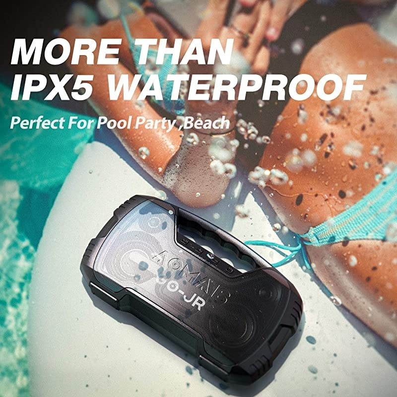 Portable Bluetooth Speaker,  40 Hrs Playtime Outdoor Waterproof Speakers with Lights, 25W Super Stereo Sound and Deep Bass, 100Ft Wireless Bluetooth Range, Built-in Mic, Indoor/Beach Party