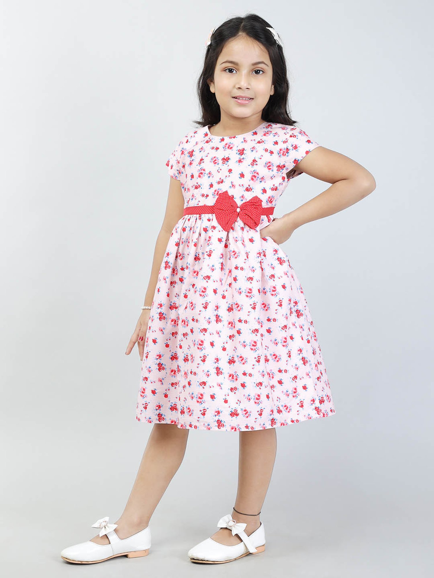 Todd N Teen Kids Light Pink Floral Print Frock