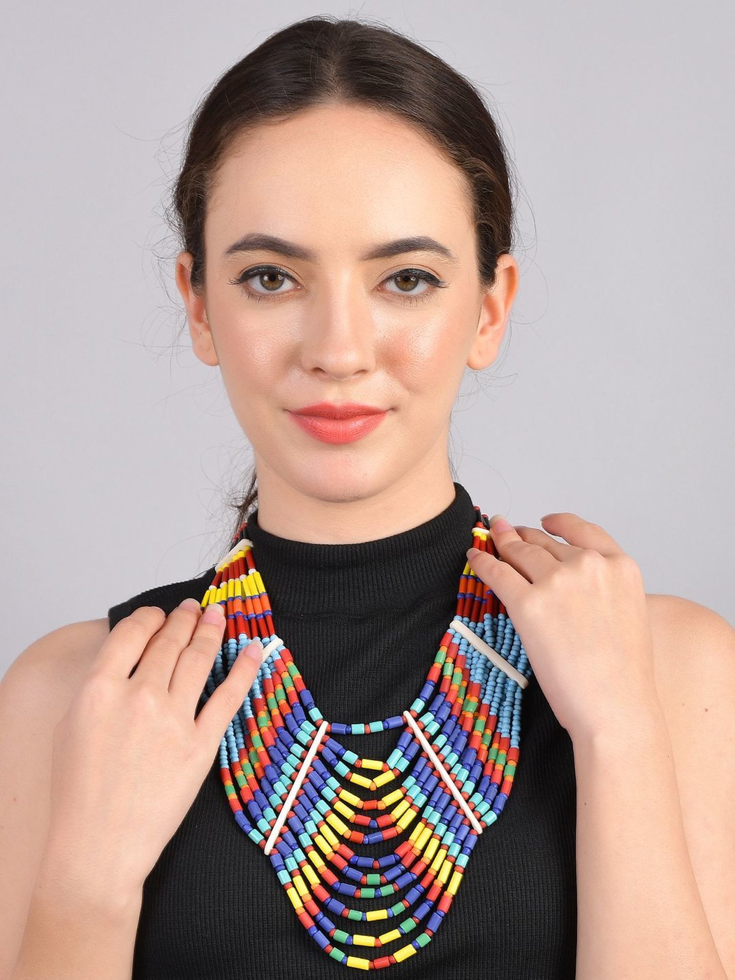 Imli Street Multicolor Vintage Naga Beaded Tribal Necklace