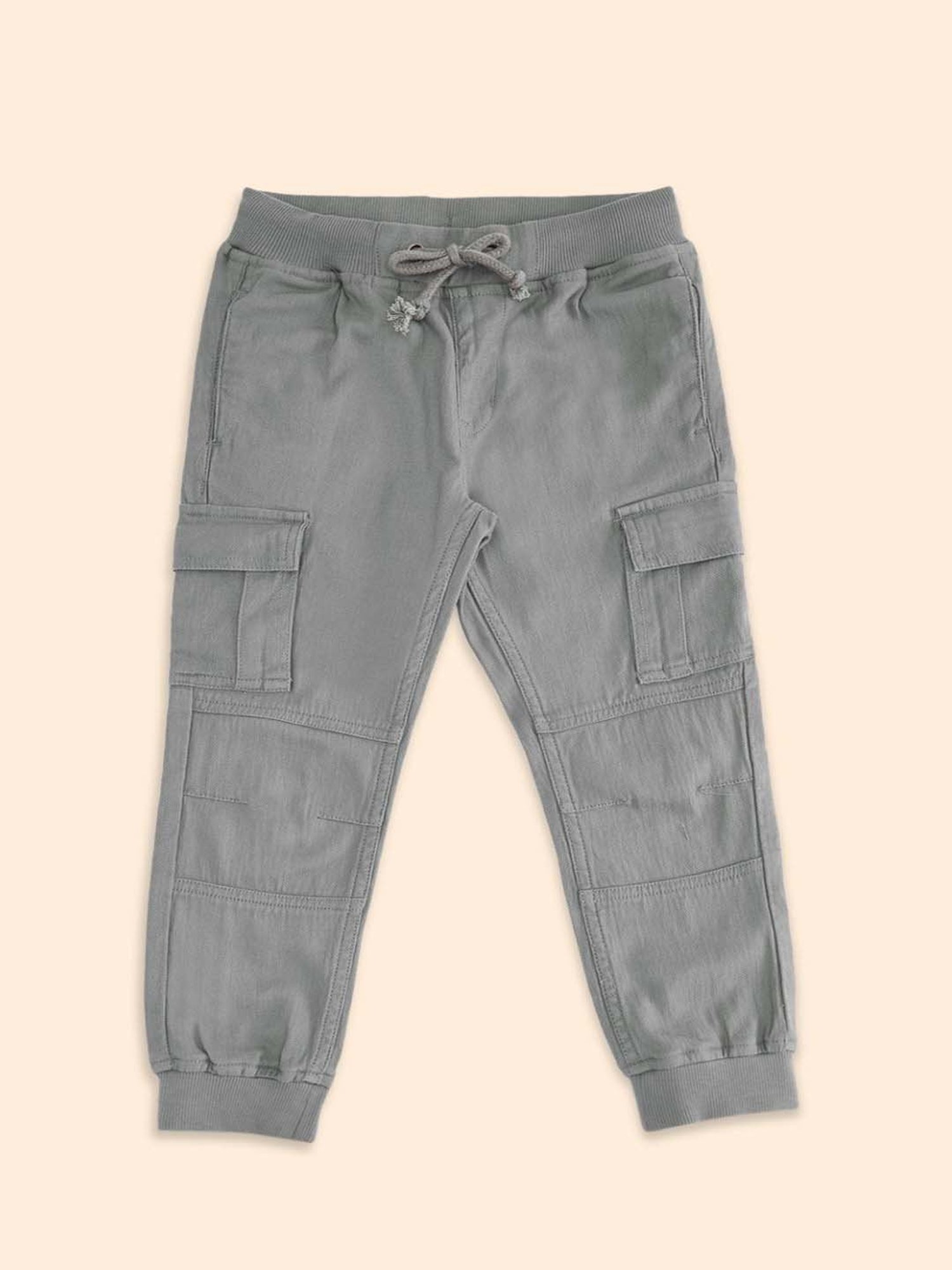 Pantaloons Baby Boys Charcoal Grey Cotton Regular Fit Trousers
