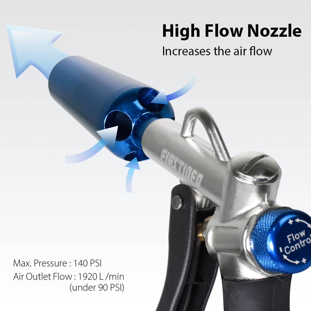 FIRSTINFO Two Way Air Duster Blow Gun with Adjustable Air Flow and Higher Flow Nozzle