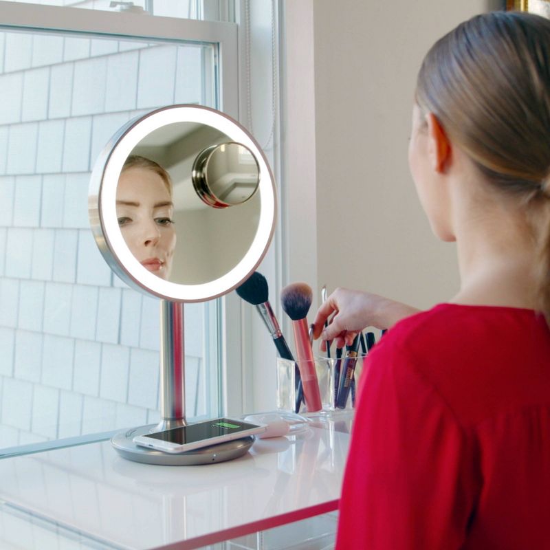 iHome 9" LUX POWER Lighted LED Vanity Makeup Mirror with  Bluetooth Audio