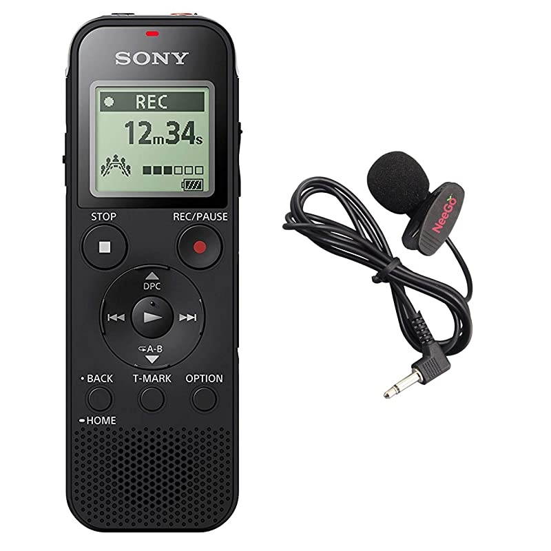 Voice Recorder ICDPX Series with Builtin Mic and USB microSD Card Slot Up to 32 GB to Expand Memory Adjustable Microphone Range Includes A NeeGo Lavalier Lapel Mic