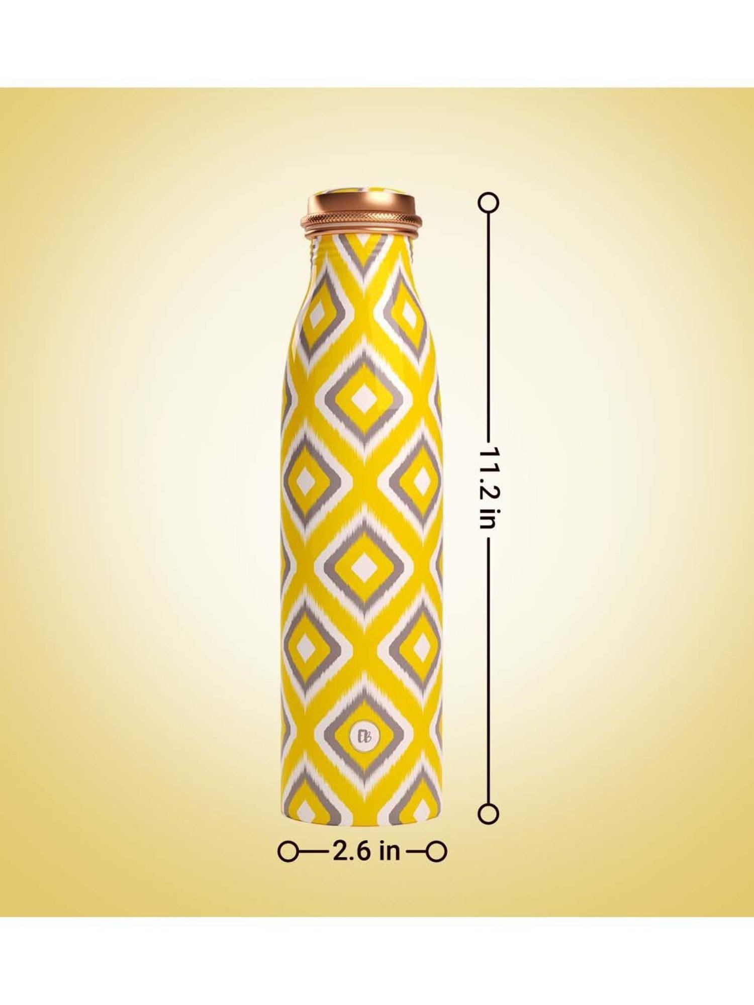 Everything Beautiful Grey & Yellow Copper Water Bottle - Seamless (0.95 L)