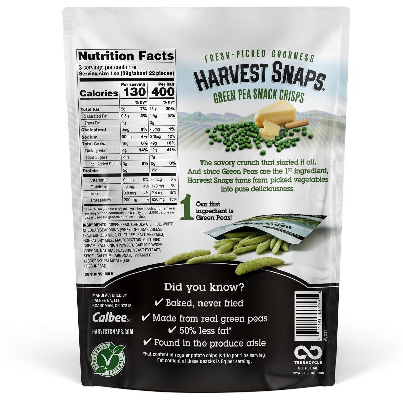 Harvest Snaps Green Pea Snack Crisps White Cheddar - 3.0oz