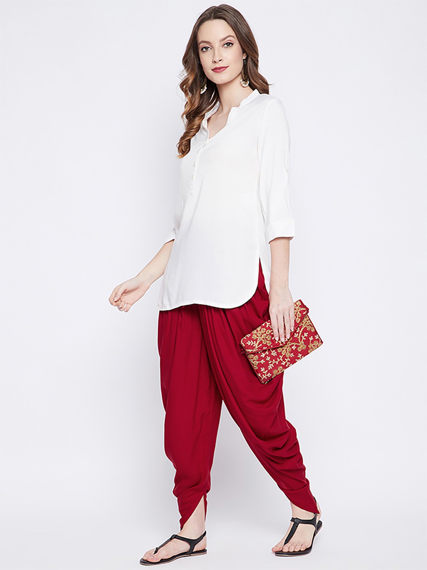 Castle Maroon Regular Fit Dhoti Pants