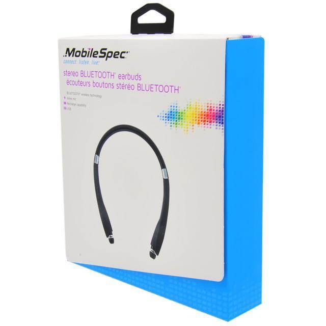 MobileSpec MBS11182 Premium Stereo Bluetooth Wireless Neck Headphones - Black
