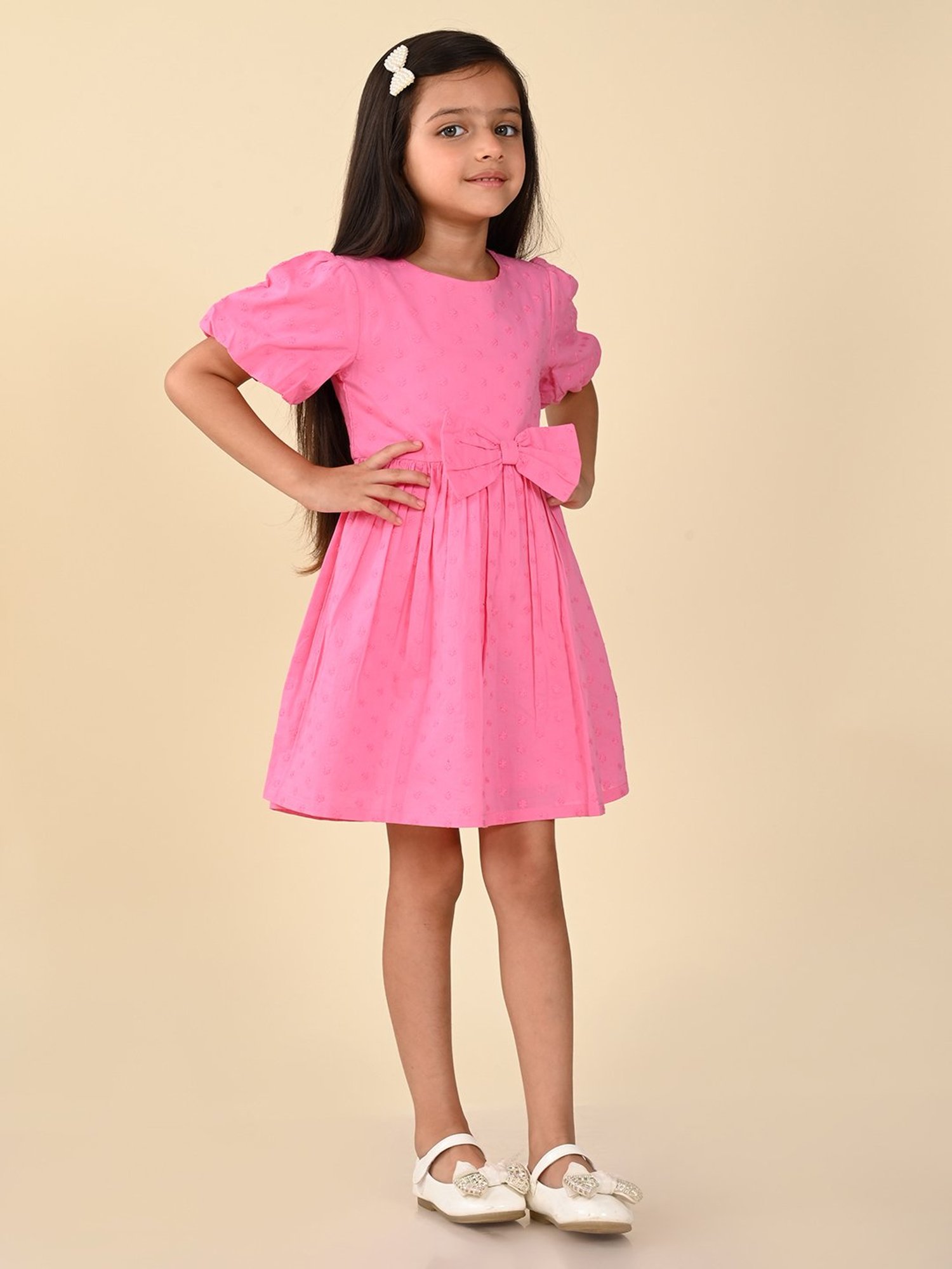 LilPicks Kids Pink Embroidered Dress