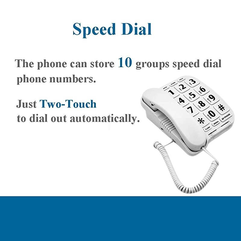 P011 Large Button Corded Phone for Elderly with Amplified Speakerphone Works in Power Outage for SOS Emergency