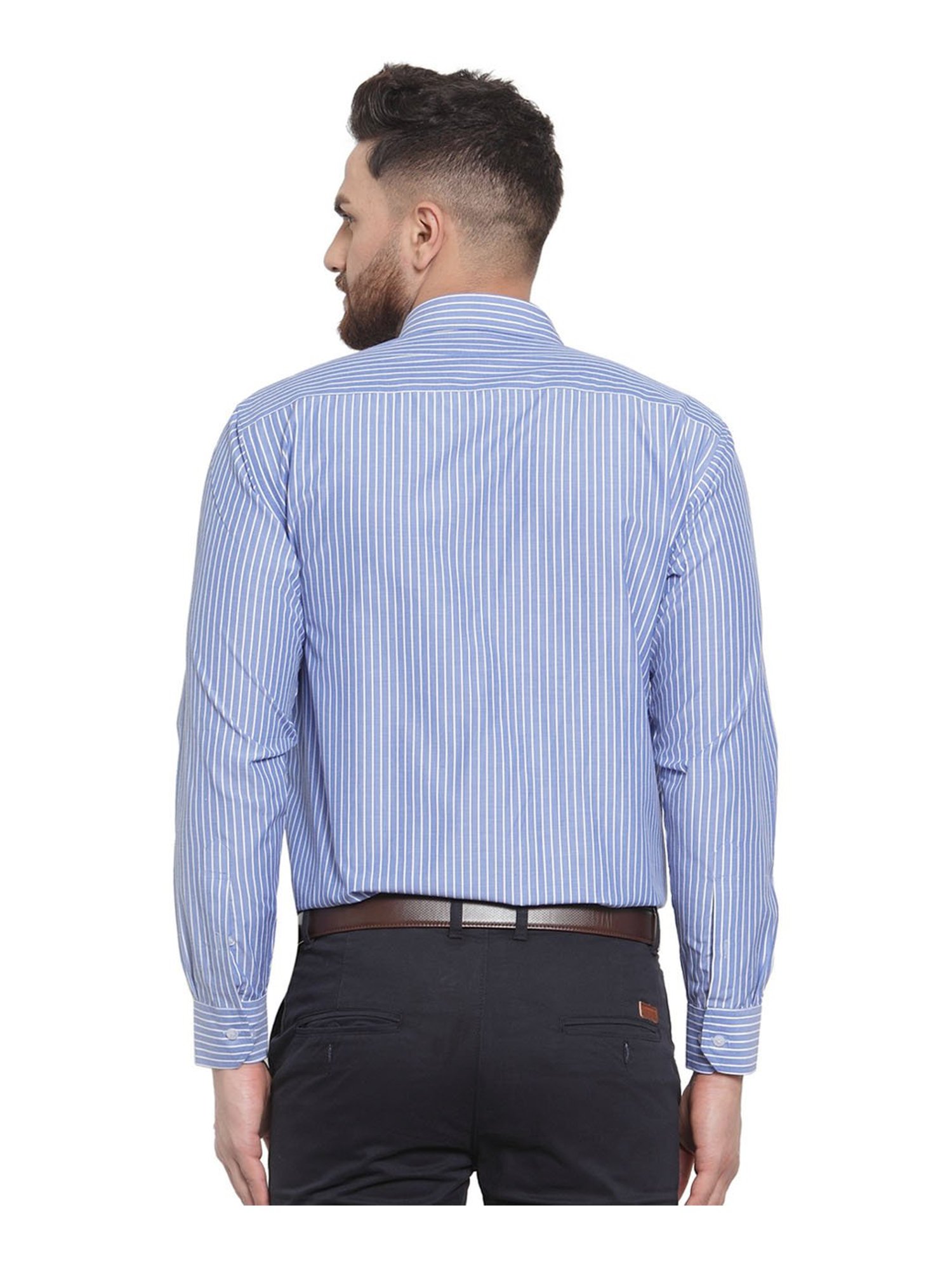 Hancock Blue Striped Full Sleeves Shirt