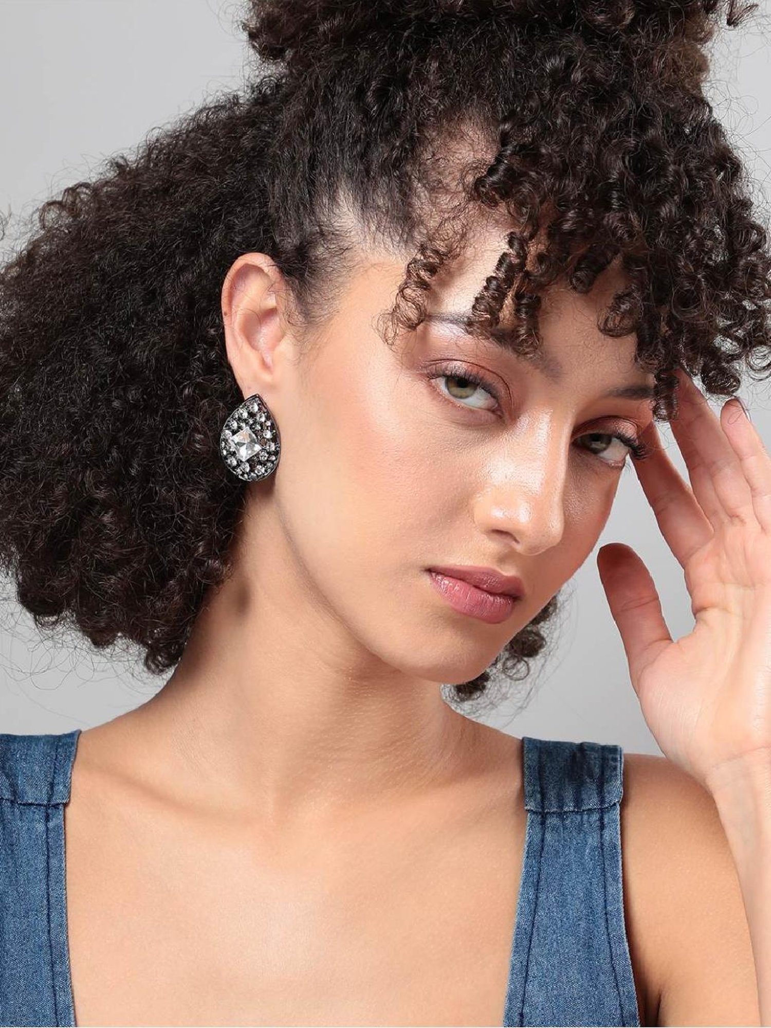 Sohi Women's Aurelia Adorn Drop Earrings  Chalice Silver