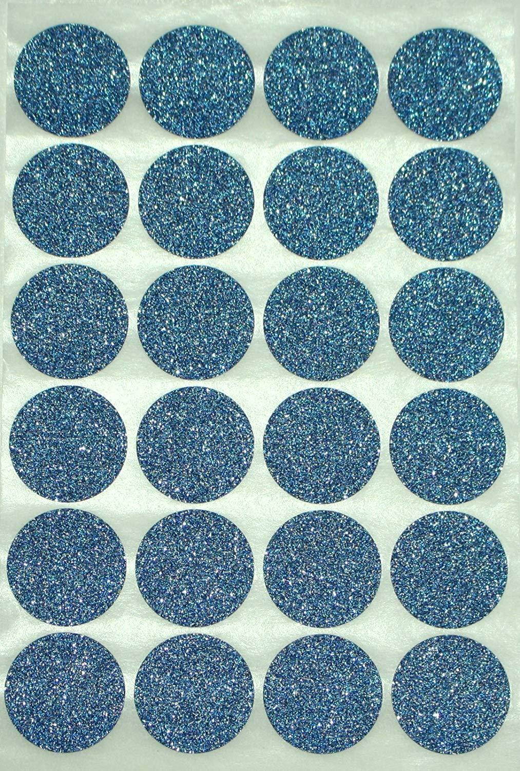 Sparkly Round Dot 1" - Kids Crafts Stickers - 25 mm - one inch rounds blue glitter sticker - 120 pack