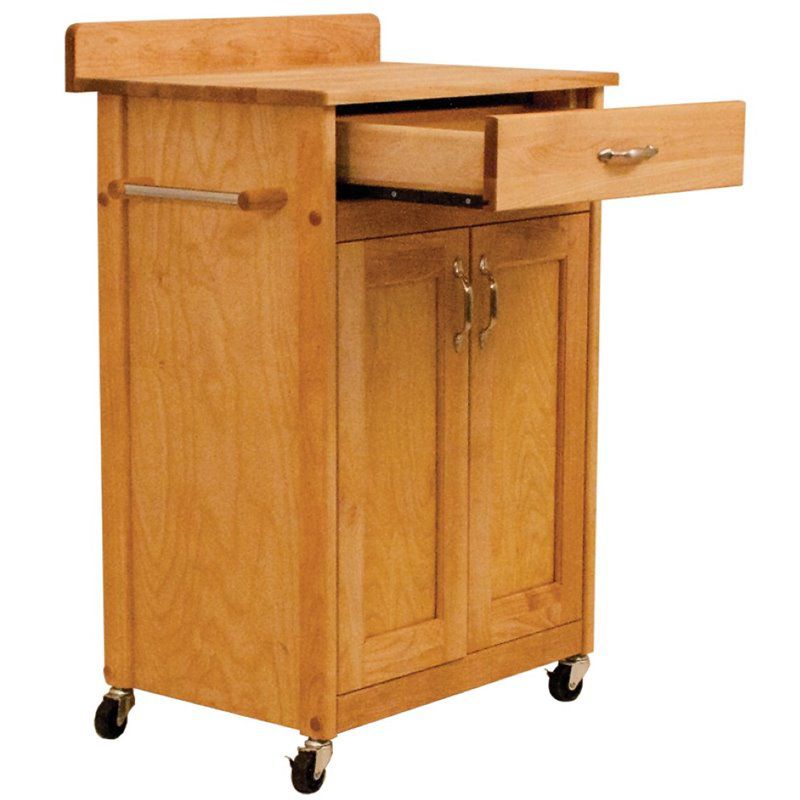 Wood Kitchen Cart in Natural Birch in Brown - Catskill Craftsmen