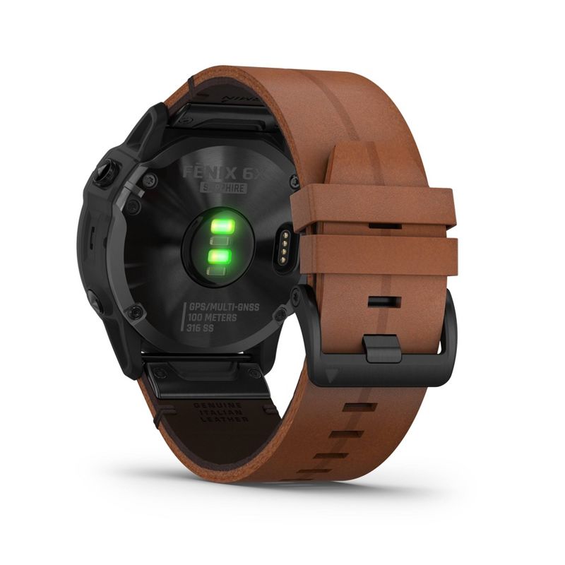 Garmin fenix 6X Sapphire Black - Brown Leather Band