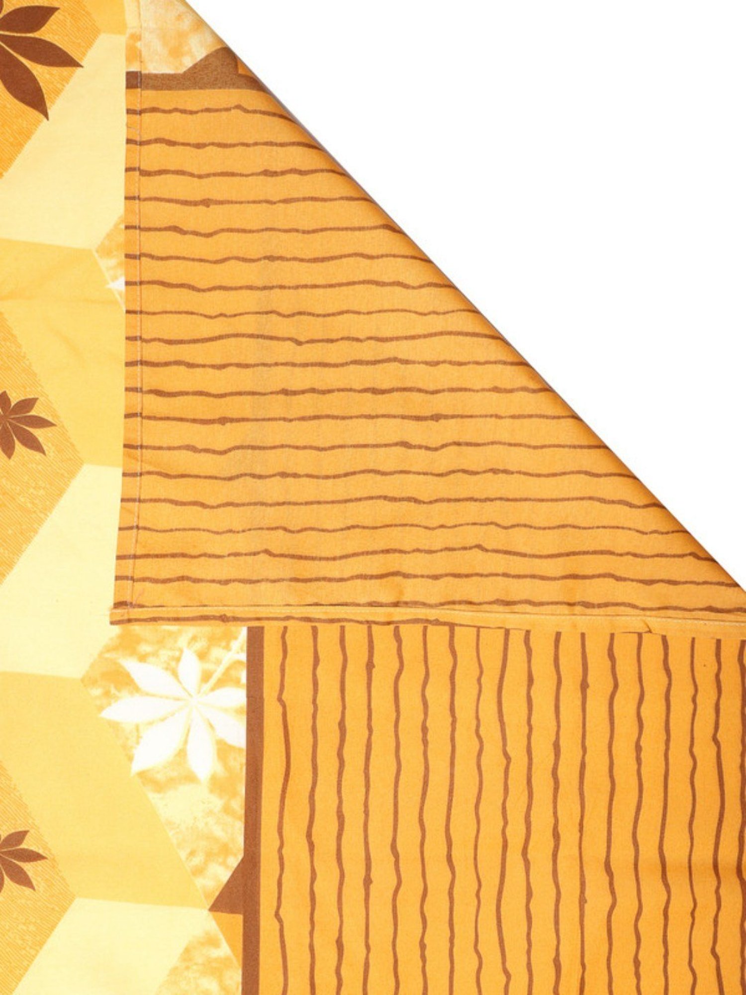 Dhrohar Printed Yellow & Brown Cotton 180 TC Double Bedsheet with 2 Pillow covers