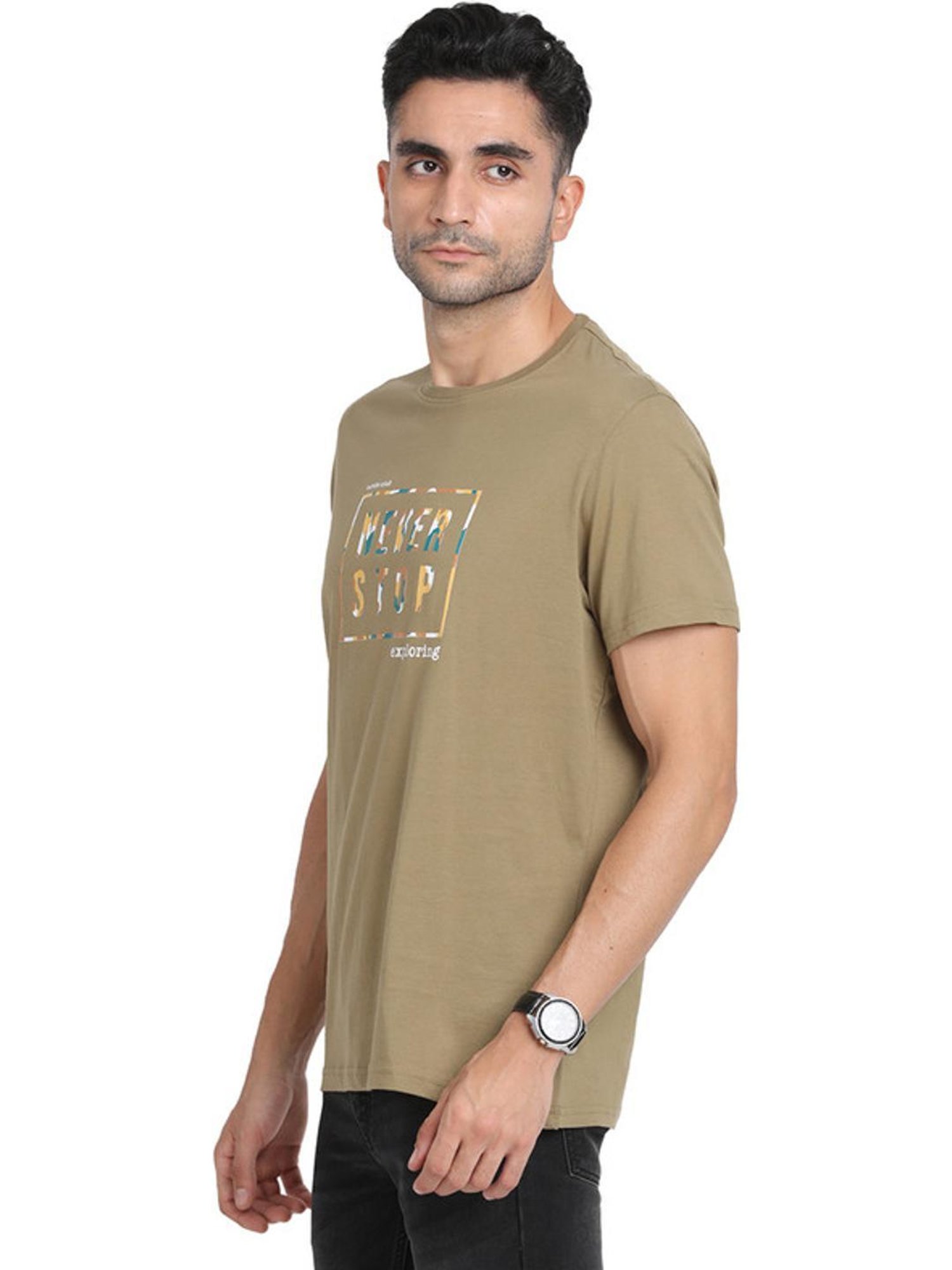 Turtle Green Slim Fit Printed T-Shirts