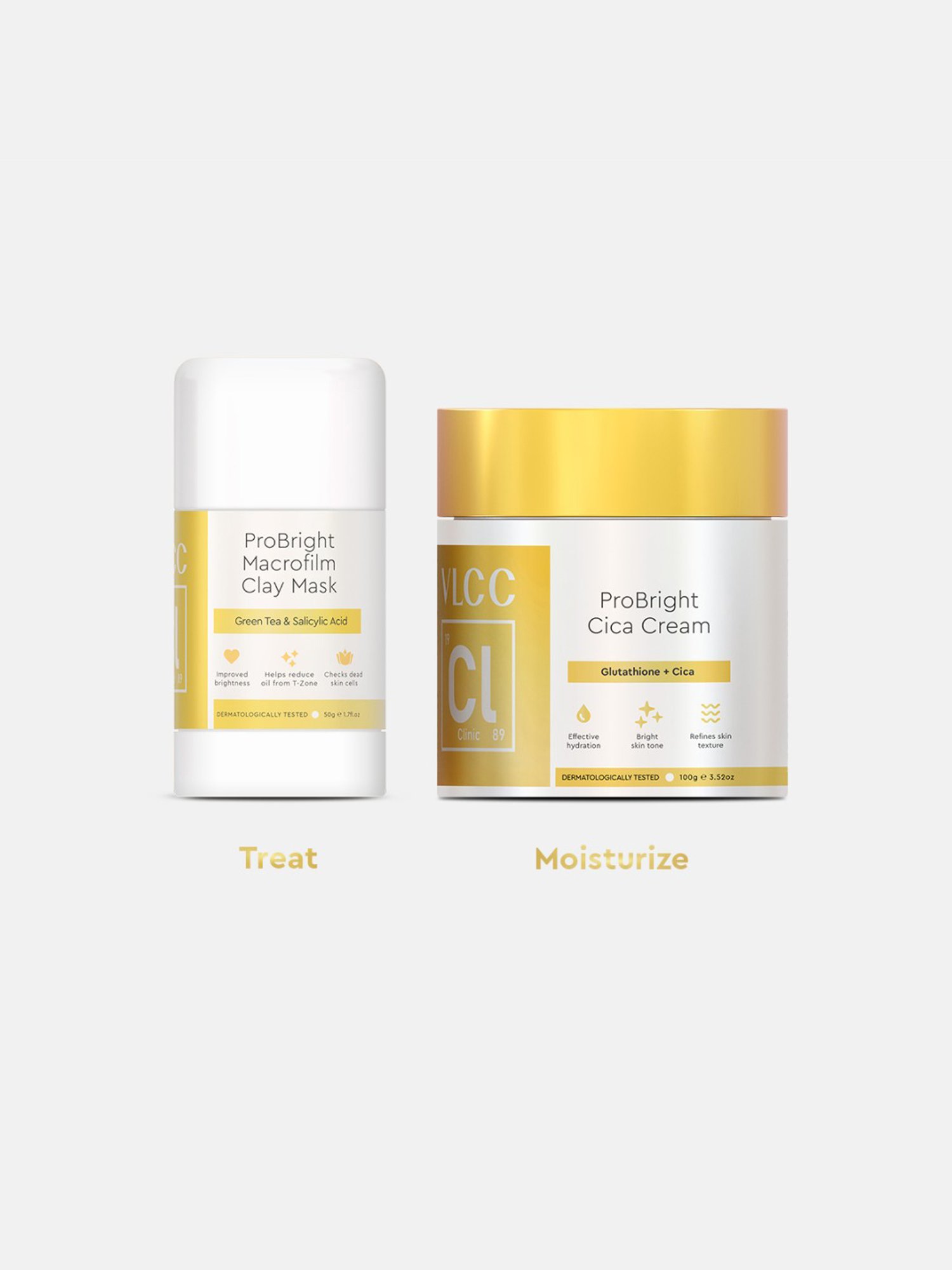 VLCC Clinic ProBright Macrofilm Clay Mask & Cica Cream Combo