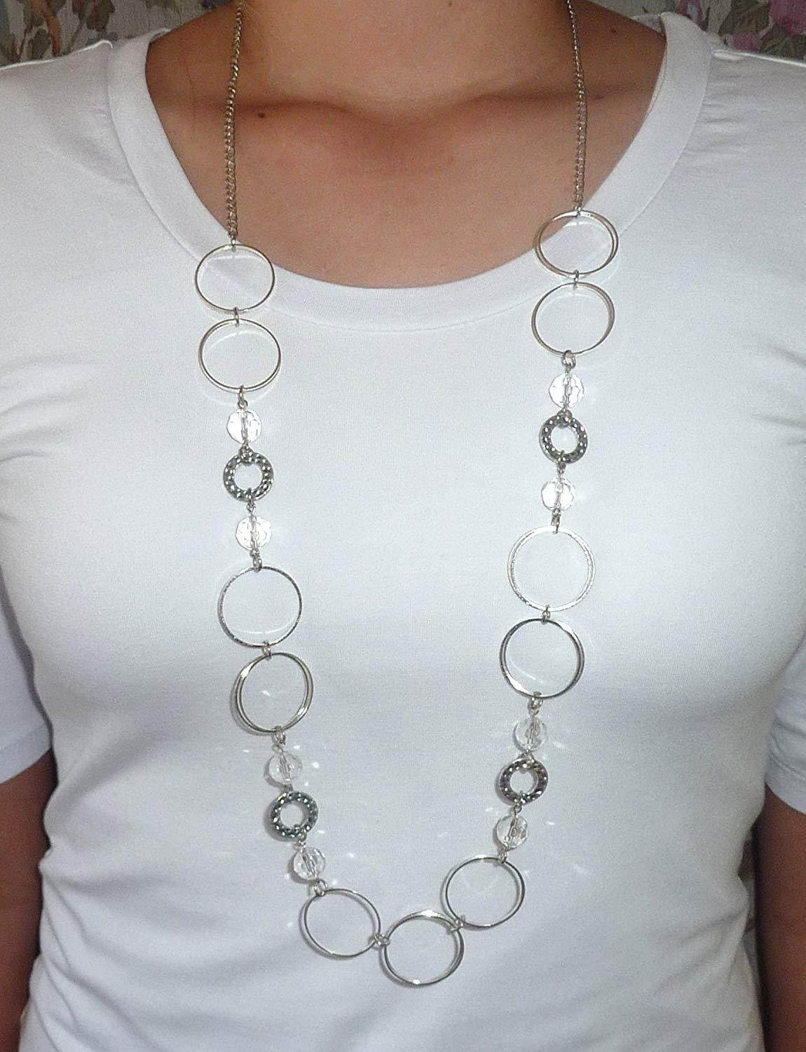 Hello Beautiful! Fashion Lanyard Necklace, Women's super strong chain lanyard for ID badge holder and keys, 36" long (Crystal - Magnetic Breakaway)