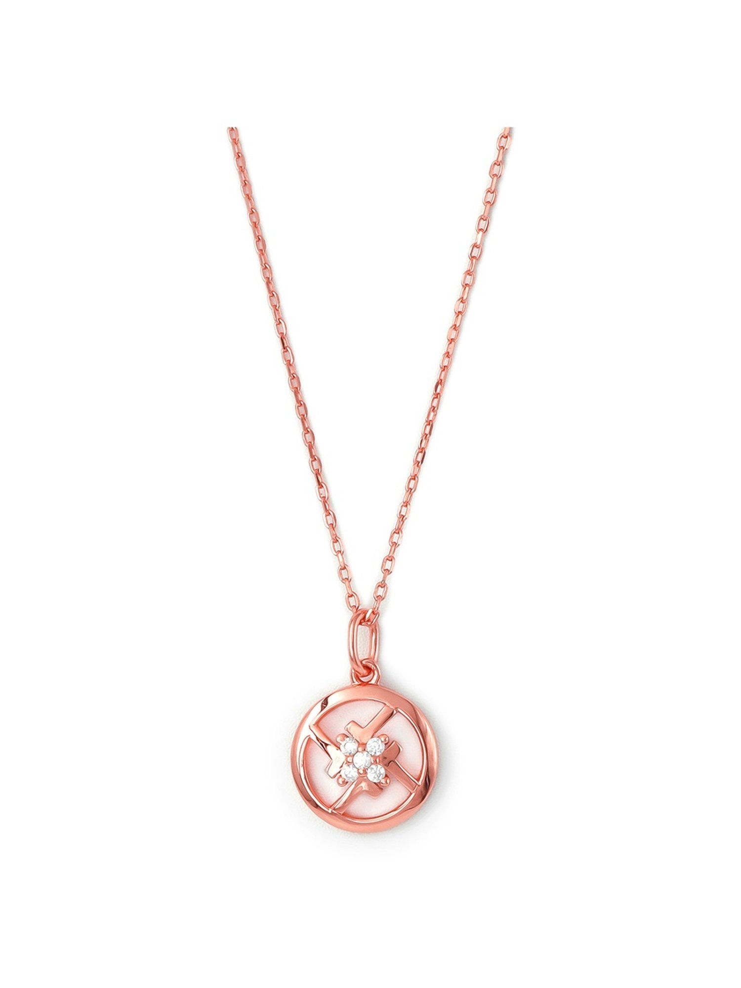 Silberry 92.5 Sterling Silver Rose Gold Bouquet Pendant With Chain