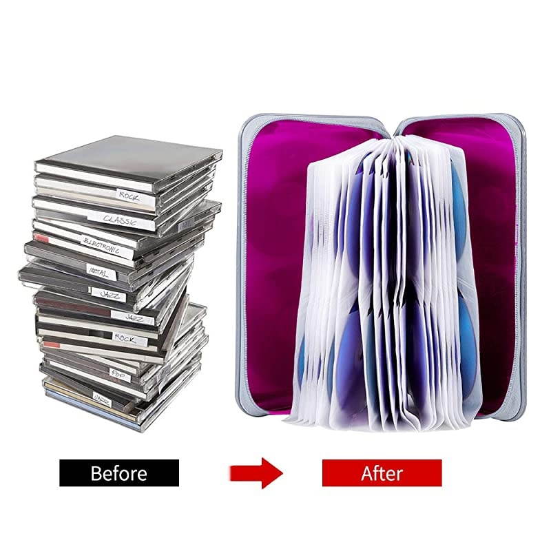 80 Capacity CDDVD Case Wallet Heavy Duty DVD Disc VCD Storage Holder Booklet Bag Cases Binder Album Purple
