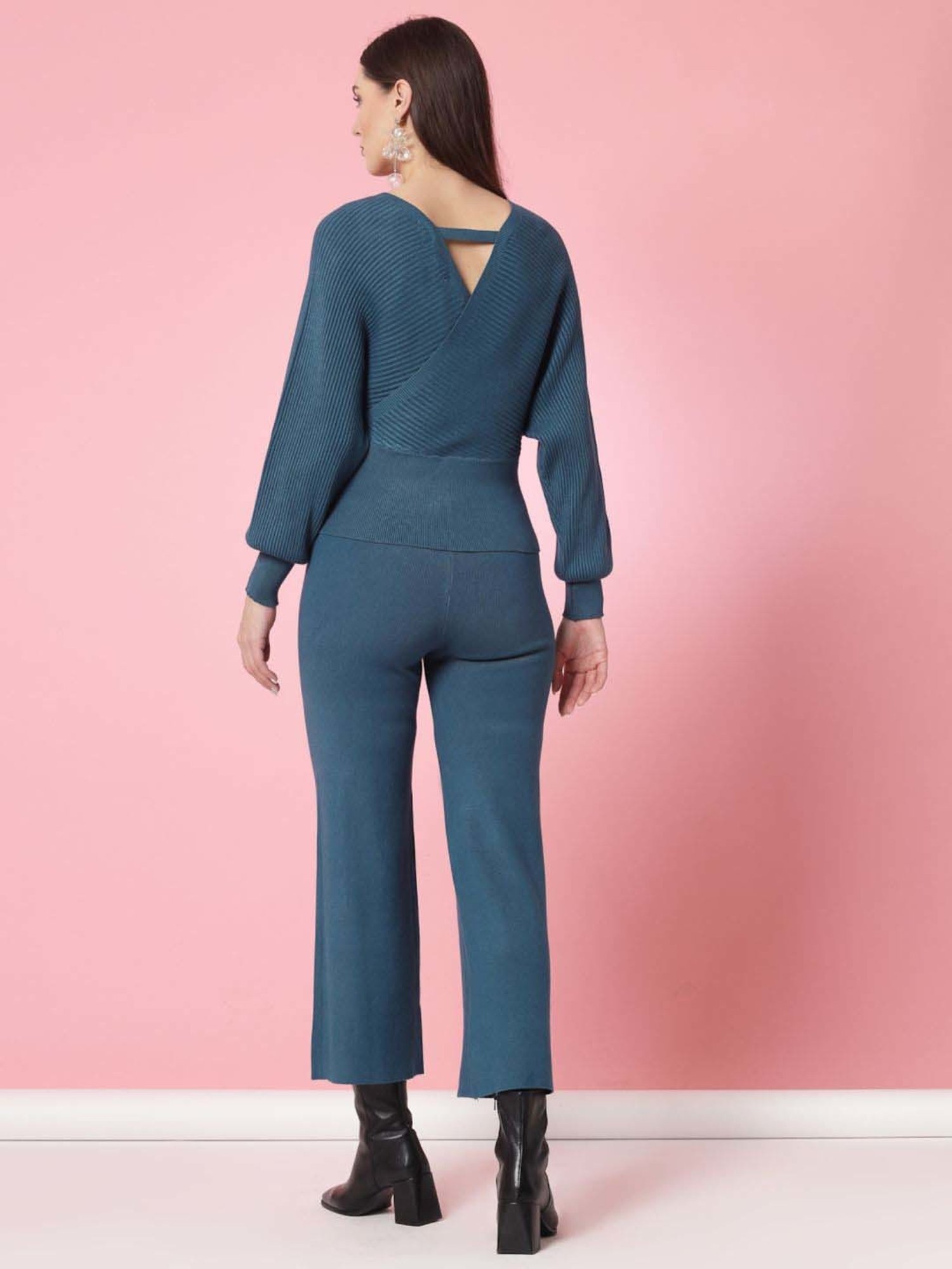 Mafadeny Blue Plain Top Pants Set