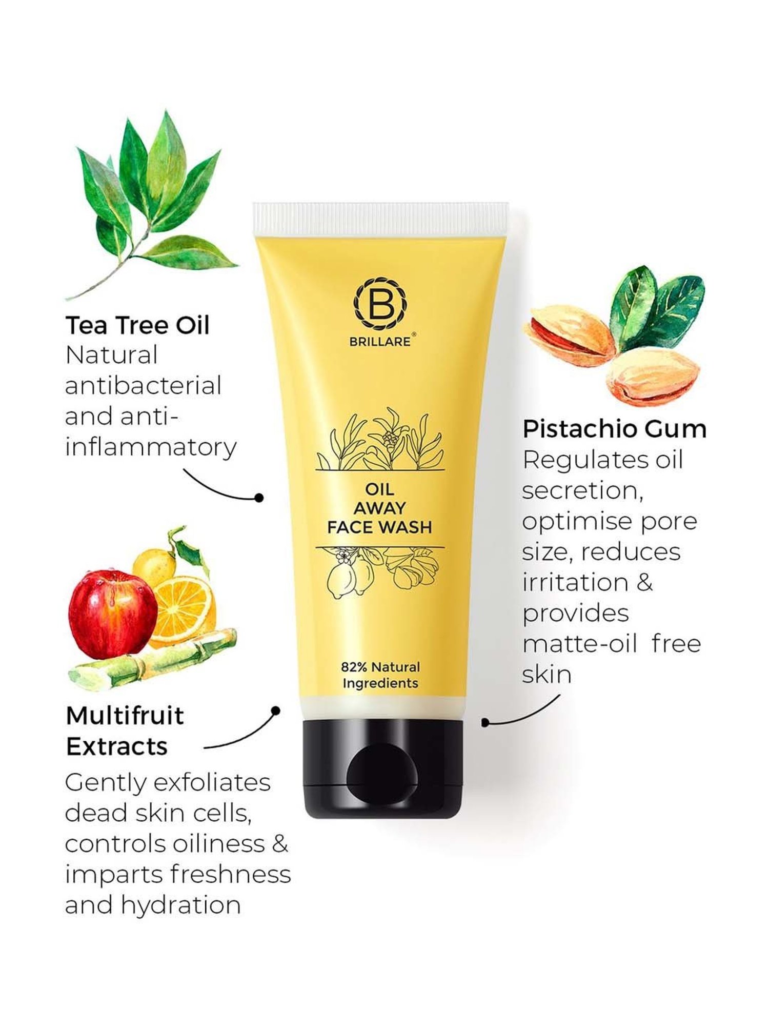 Brillare Oil Away Face Wash for Oily & Acne Prone Skin - 100 ml