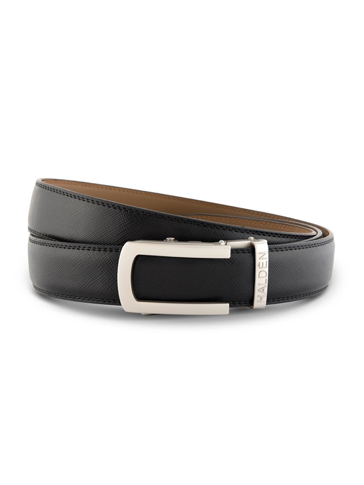 Halden Black Vellano Formal Belt With Classic Pearl Buckle