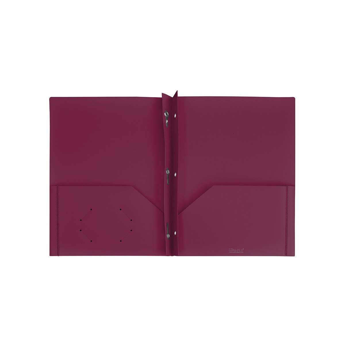Ultra Pro - 2-Pocket Folders with 3-Prong Fastener and Clear Outside Pocket-Burgundy